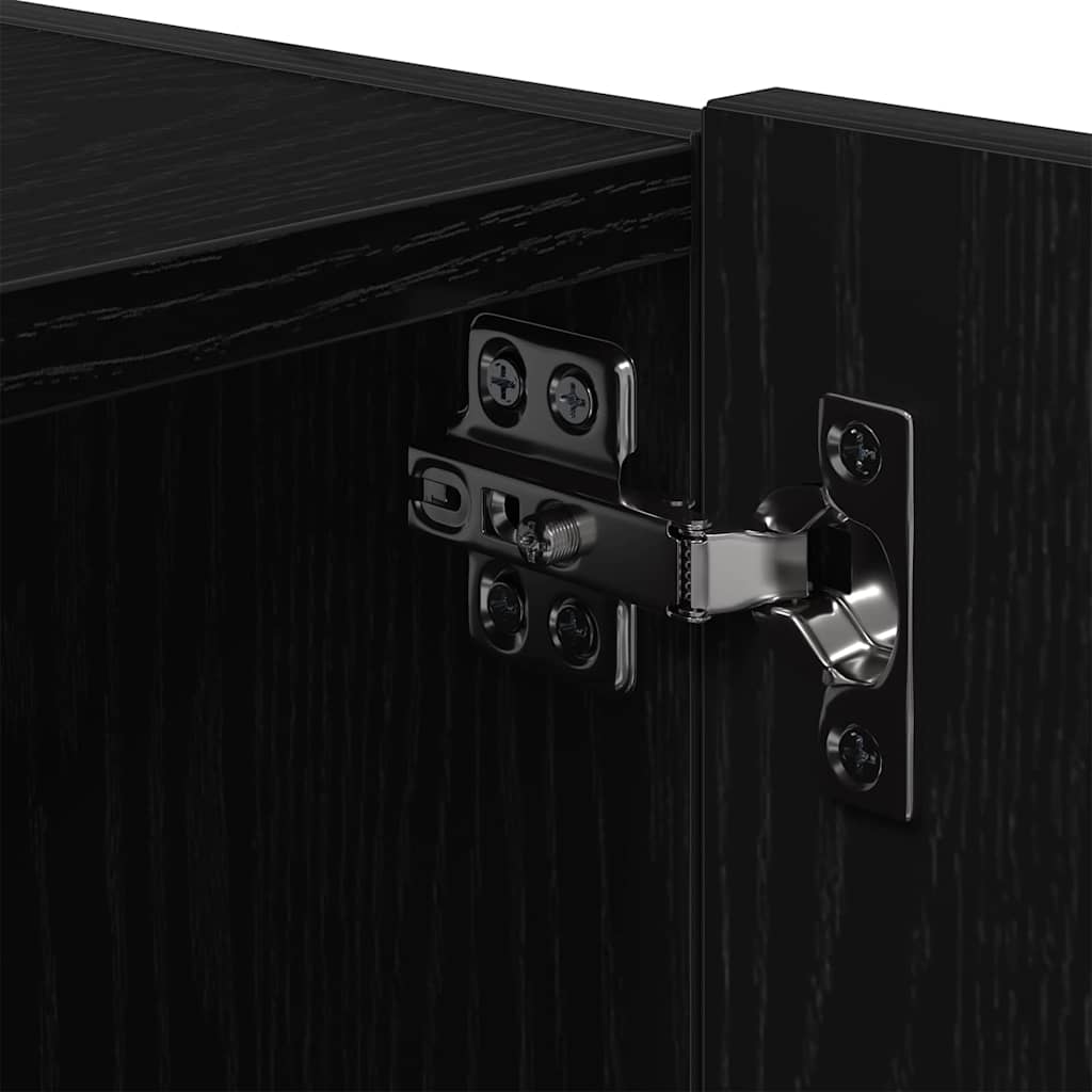 vidaXL TV Wall Cabinet with LED 2 pcs Black Oak 100 x 35 x 31 cm