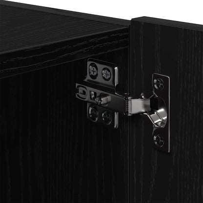 vidaXL TV Wall Cabinet with LED 2 pcs Black Oak 100 x 35 x 31 cm