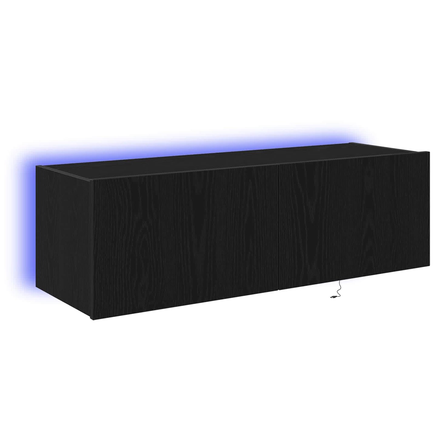 vidaXL TV Wall Cabinet with LED 2 pcs Black Oak 100 x 35 x 31 cm