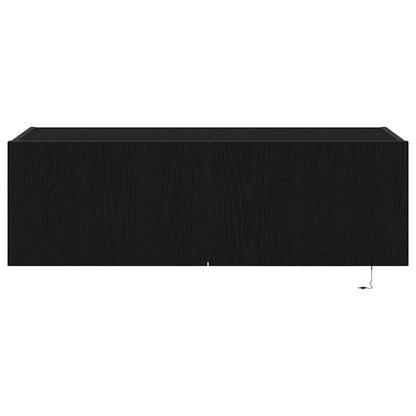 vidaXL TV Wall Cabinet with LED 2 pcs Black Oak 100 x 35 x 31 cm