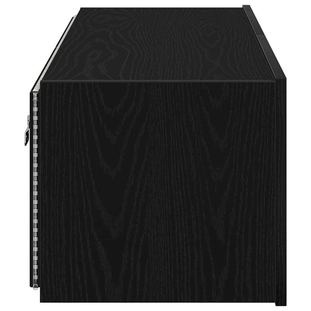 vidaXL TV Wall Cabinet with LED 2 pcs Black Oak 100 x 35 x 31 cm