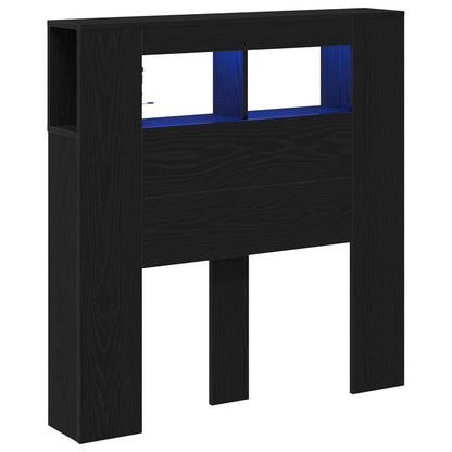 vidaXL LED Headboard Black Oak 100 x 18.5 x 103.5 cm Engineered Wood