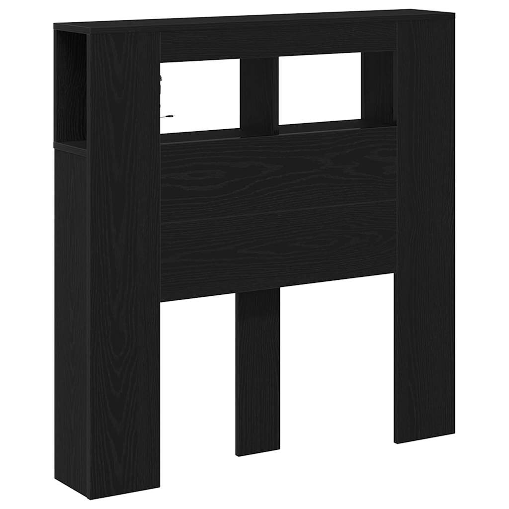vidaXL LED Headboard Black Oak 100 x 18.5 x 103.5 cm Engineered Wood