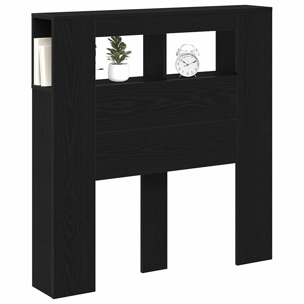 vidaXL LED Headboard Black Oak 100 x 18.5 x 103.5 cm Engineered Wood