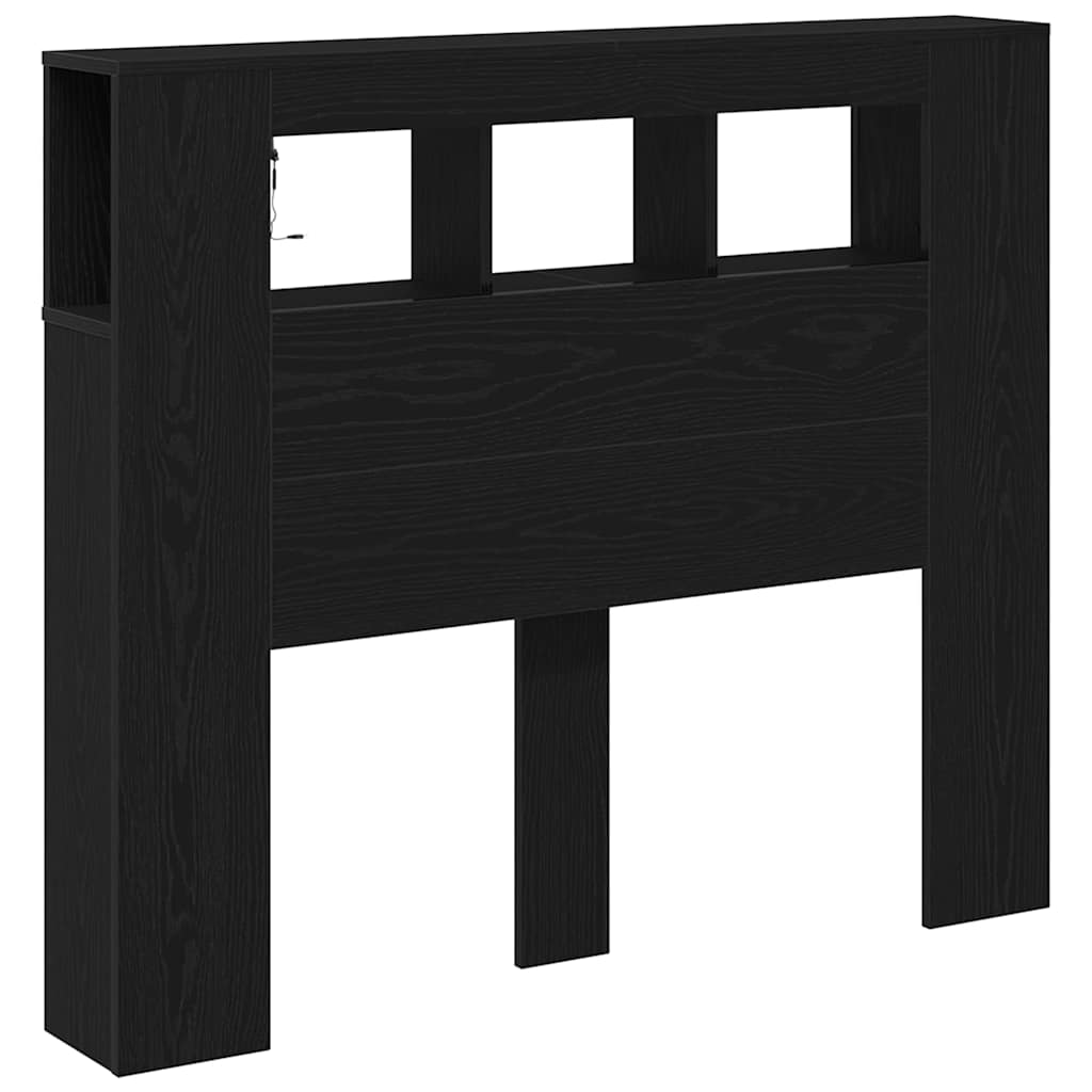 vidaXL LED Headboard Black Oak 120 x 18.5 x 103.5 cm Engineered Wood