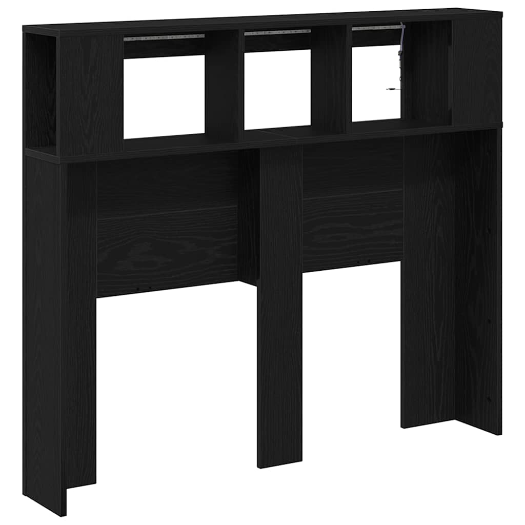 vidaXL LED Headboard Black Oak 120 x 18.5 x 103.5 cm Engineered Wood