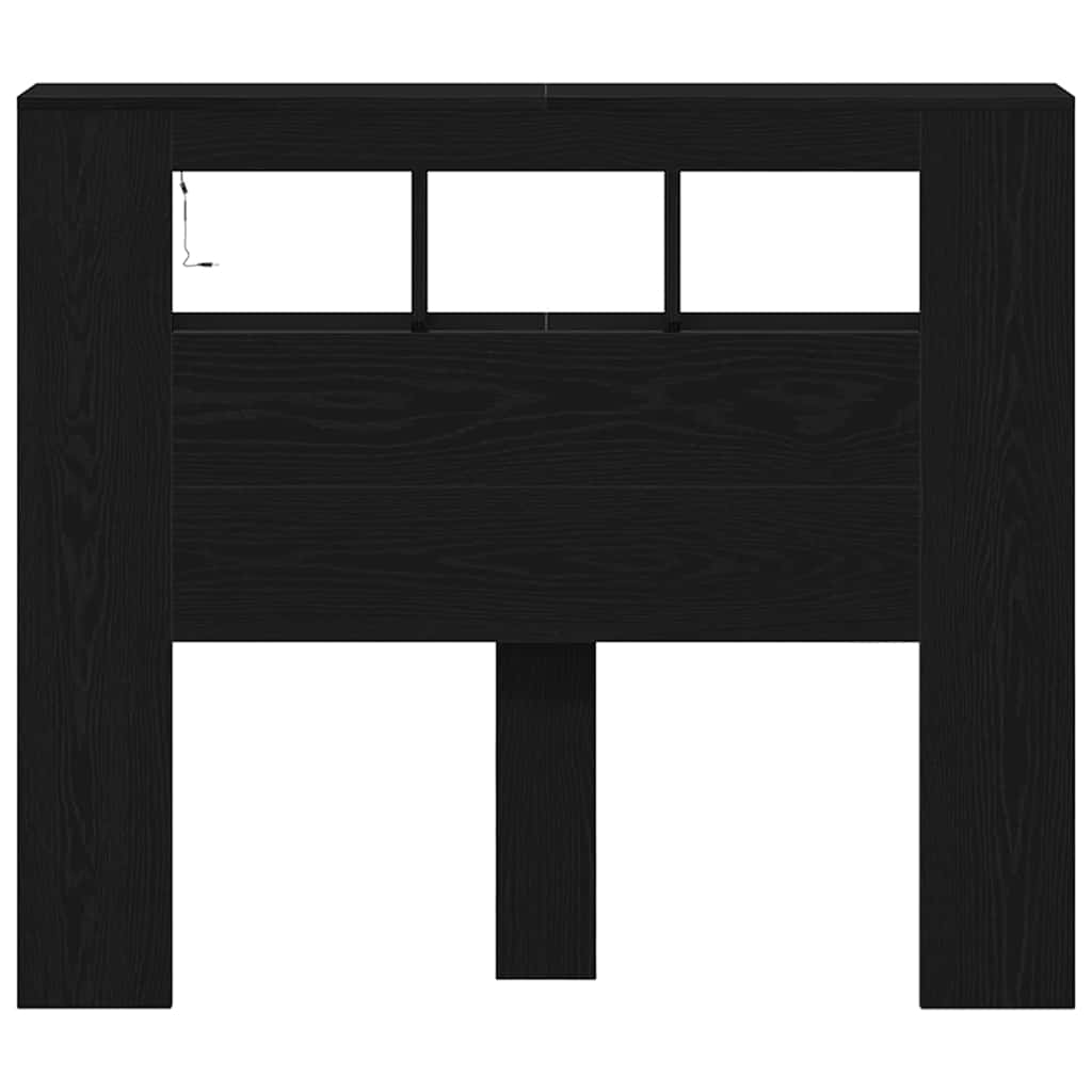 vidaXL LED Headboard Black Oak 120 x 18.5 x 103.5 cm Engineered Wood
