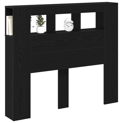 vidaXL LED Headboard Black Oak 120 x 18.5 x 103.5 cm Engineered Wood