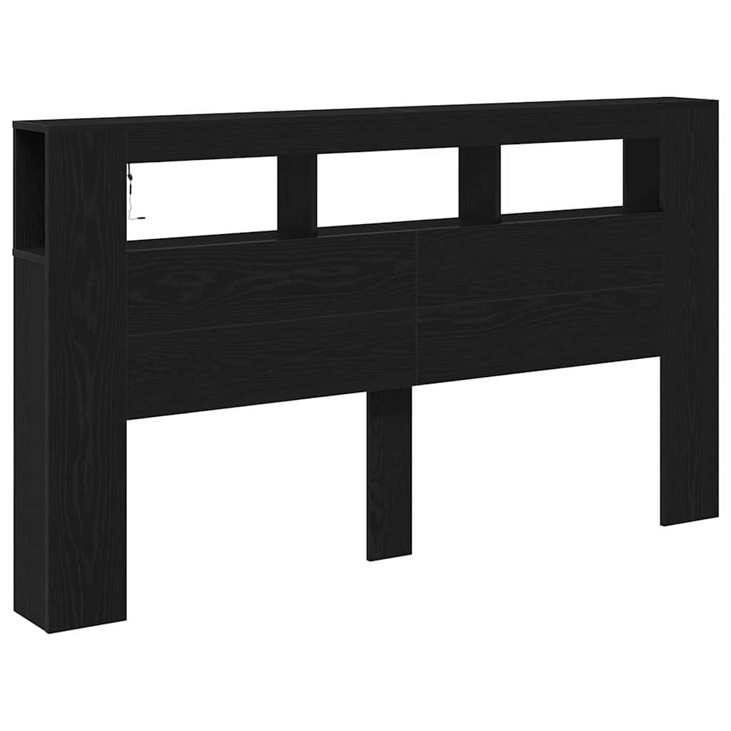 vidaXL LED Headboard Black Oak 180 x 18.5 x 103.5 cm Engineered Wood