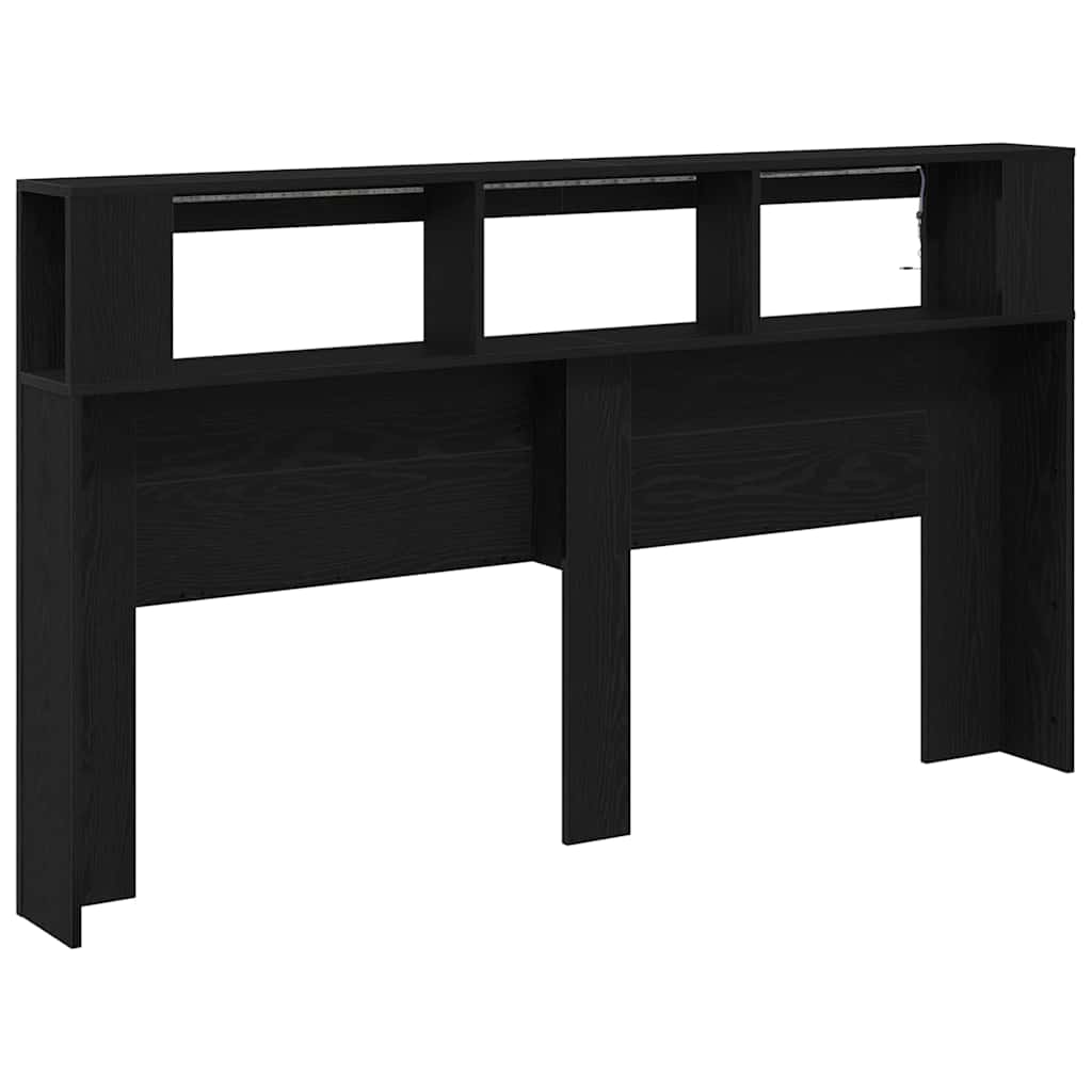 vidaXL LED Headboard Black Oak 180 x 18.5 x 103.5 cm Engineered Wood