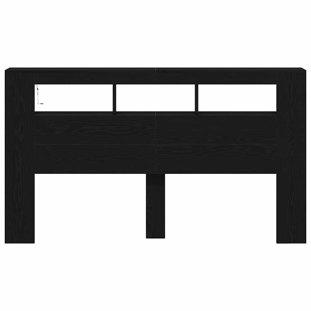 vidaXL LED Headboard Black Oak 180 x 18.5 x 103.5 cm Engineered Wood