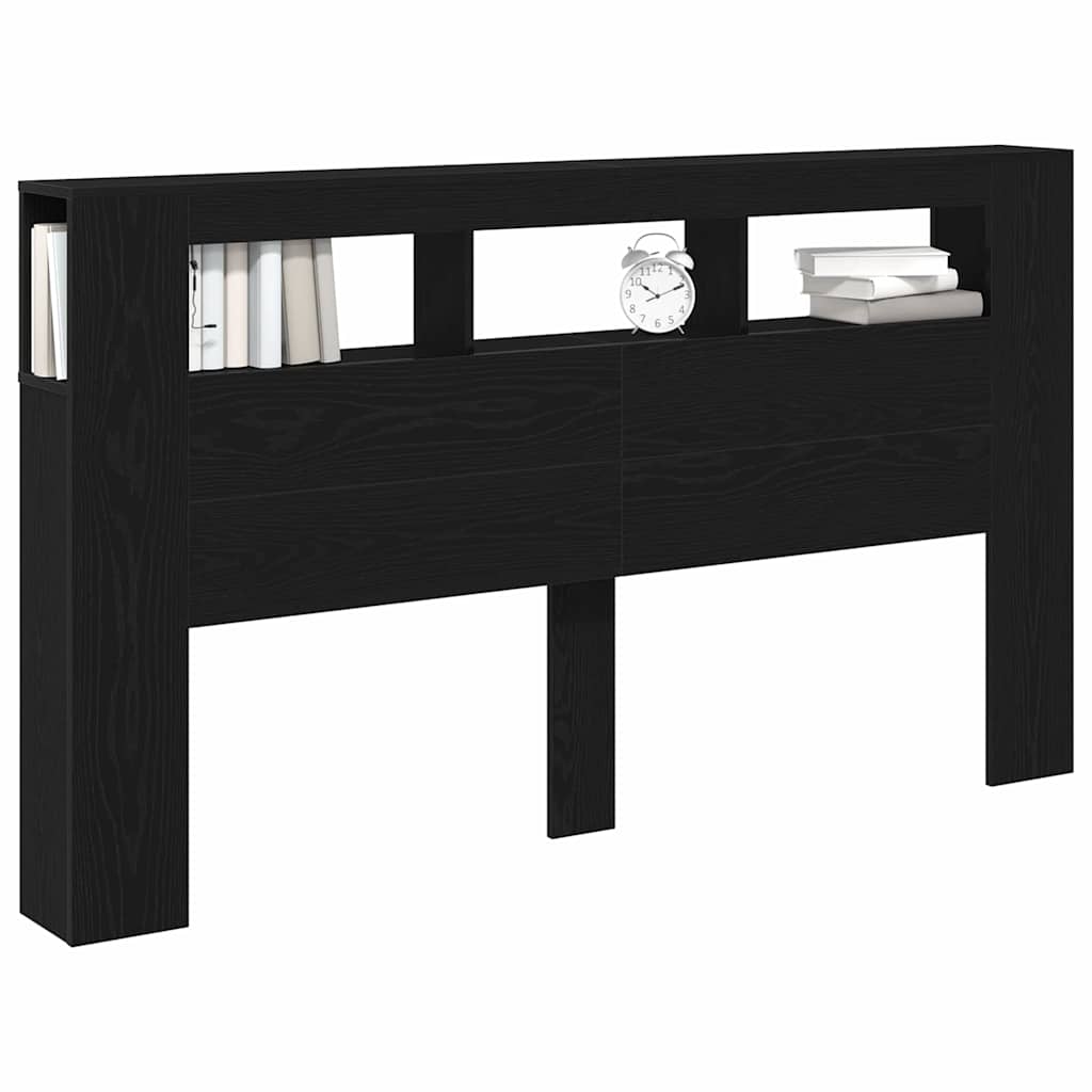 vidaXL LED Headboard Black Oak 180 x 18.5 x 103.5 cm Engineered Wood