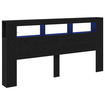 vidaXL LED Headboard Black Oak 200 x 18.5 x 103.5 cm Engineered Wood
