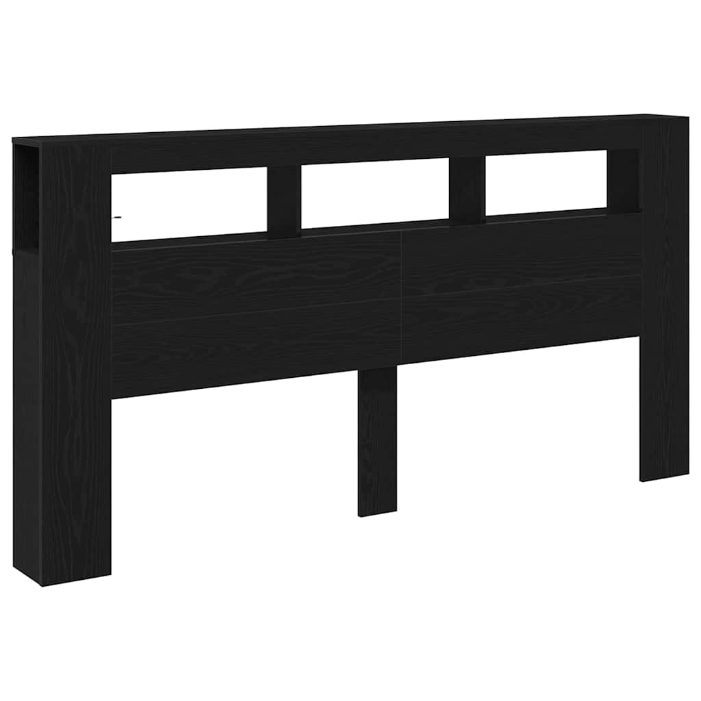 vidaXL LED Headboard Black Oak 200 x 18.5 x 103.5 cm Engineered Wood