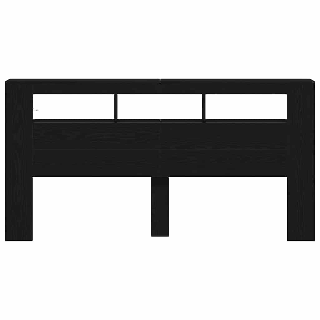 vidaXL LED Headboard Black Oak 200 x 18.5 x 103.5 cm Engineered Wood