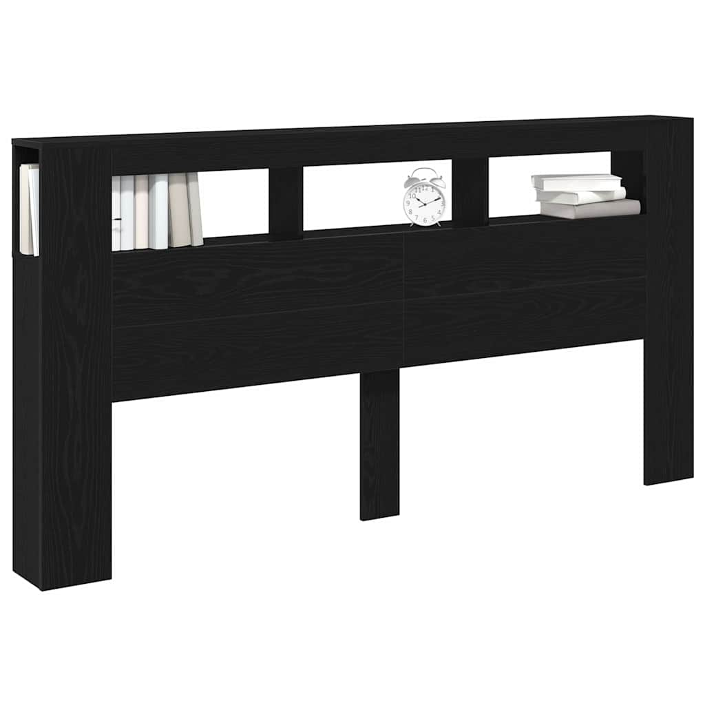 vidaXL LED Headboard Black Oak 200 x 18.5 x 103.5 cm Engineered Wood
