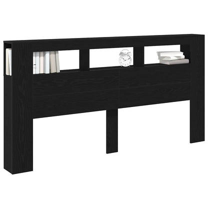 vidaXL LED Headboard Black Oak 200 x 18.5 x 103.5 cm Engineered Wood
