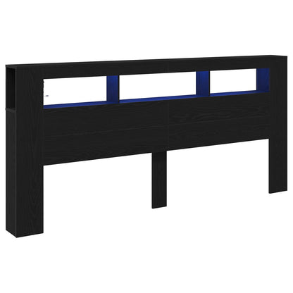 vidaXL LED Headboard Black Oak 220 x 18.5 x 103.5 cm Engineered Wood