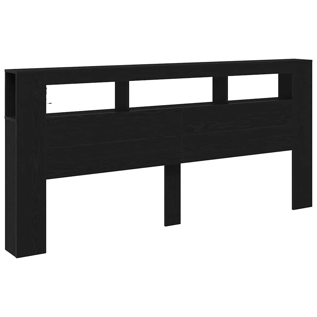 vidaXL LED Headboard Black Oak 220 x 18.5 x 103.5 cm Engineered Wood
