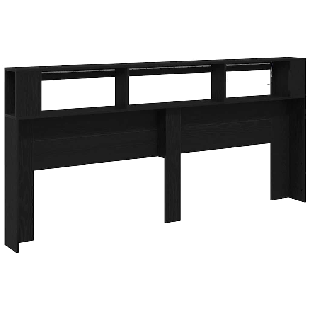 vidaXL LED Headboard Black Oak 220 x 18.5 x 103.5 cm Engineered Wood