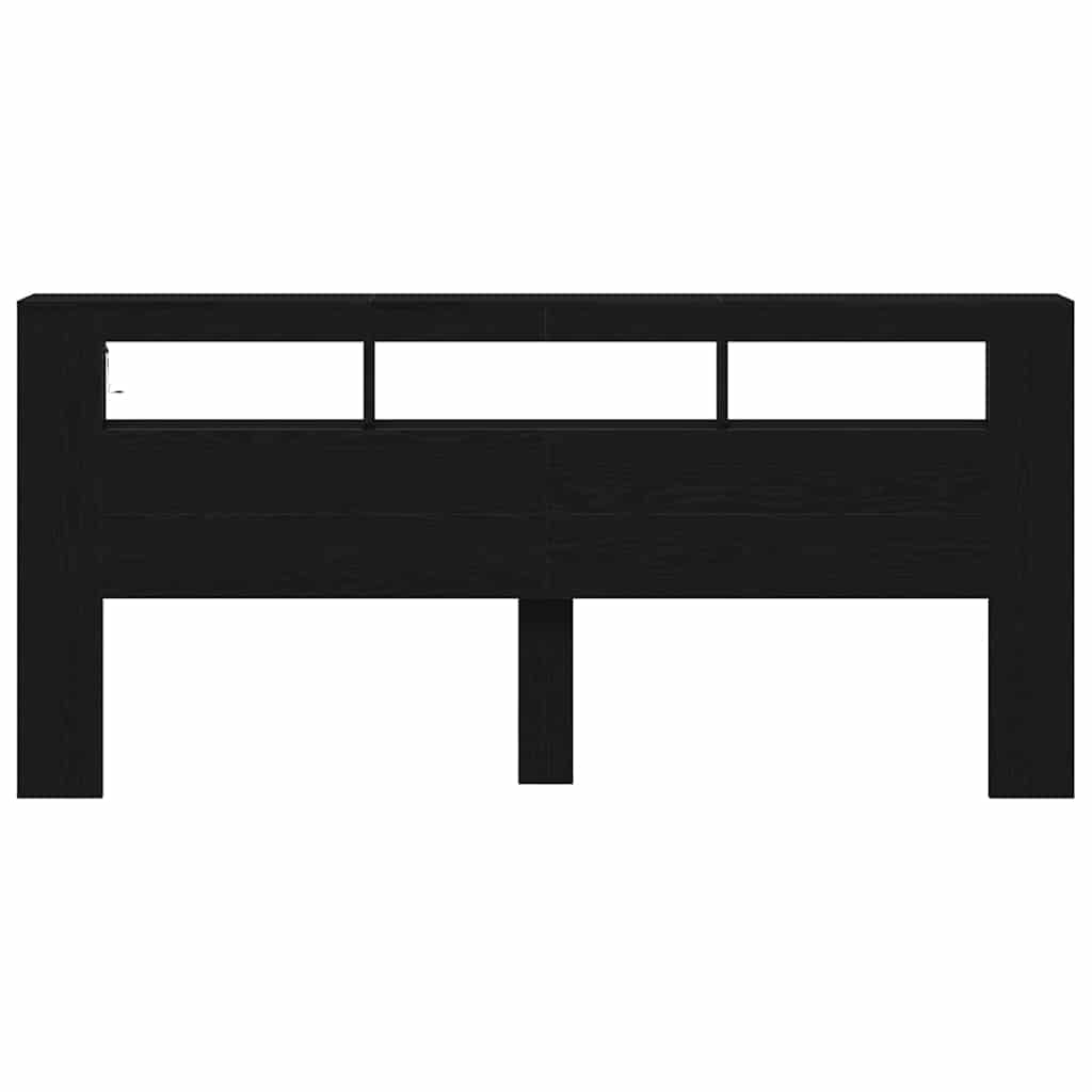 vidaXL LED Headboard Black Oak 220 x 18.5 x 103.5 cm Engineered Wood