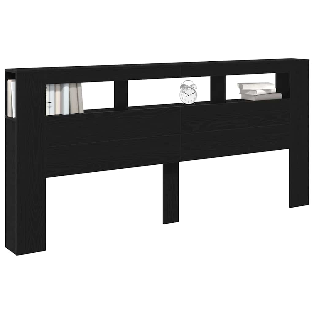 vidaXL LED Headboard Black Oak 220 x 18.5 x 103.5 cm Engineered Wood