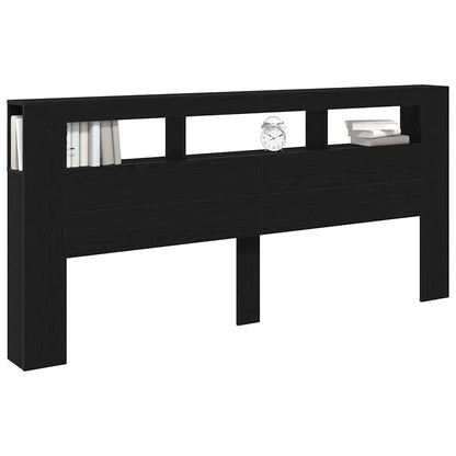 vidaXL LED Headboard Black Oak 220 x 18.5 x 103.5 cm Engineered Wood