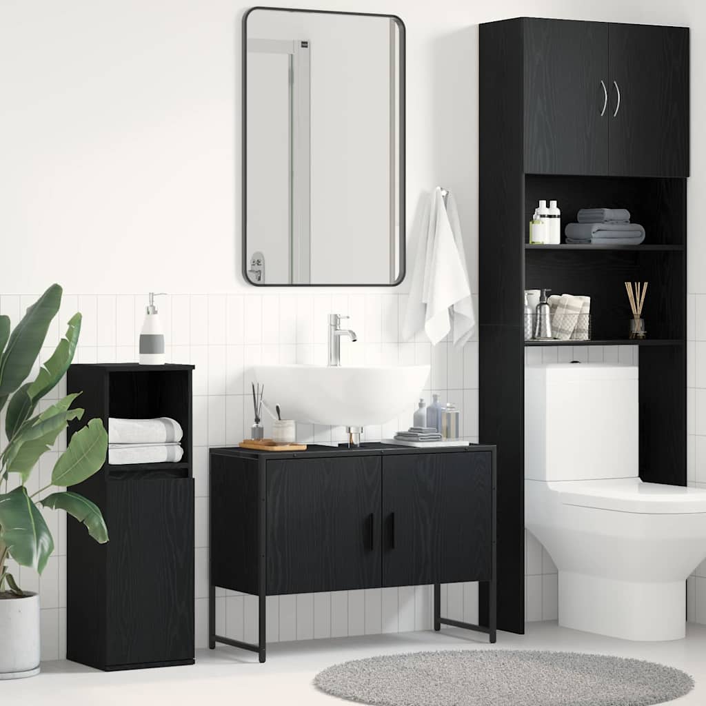 vidaXL Bathroom Sink Cabinet Black Oak 80 x 30 x 60 cm Engineered Wood
