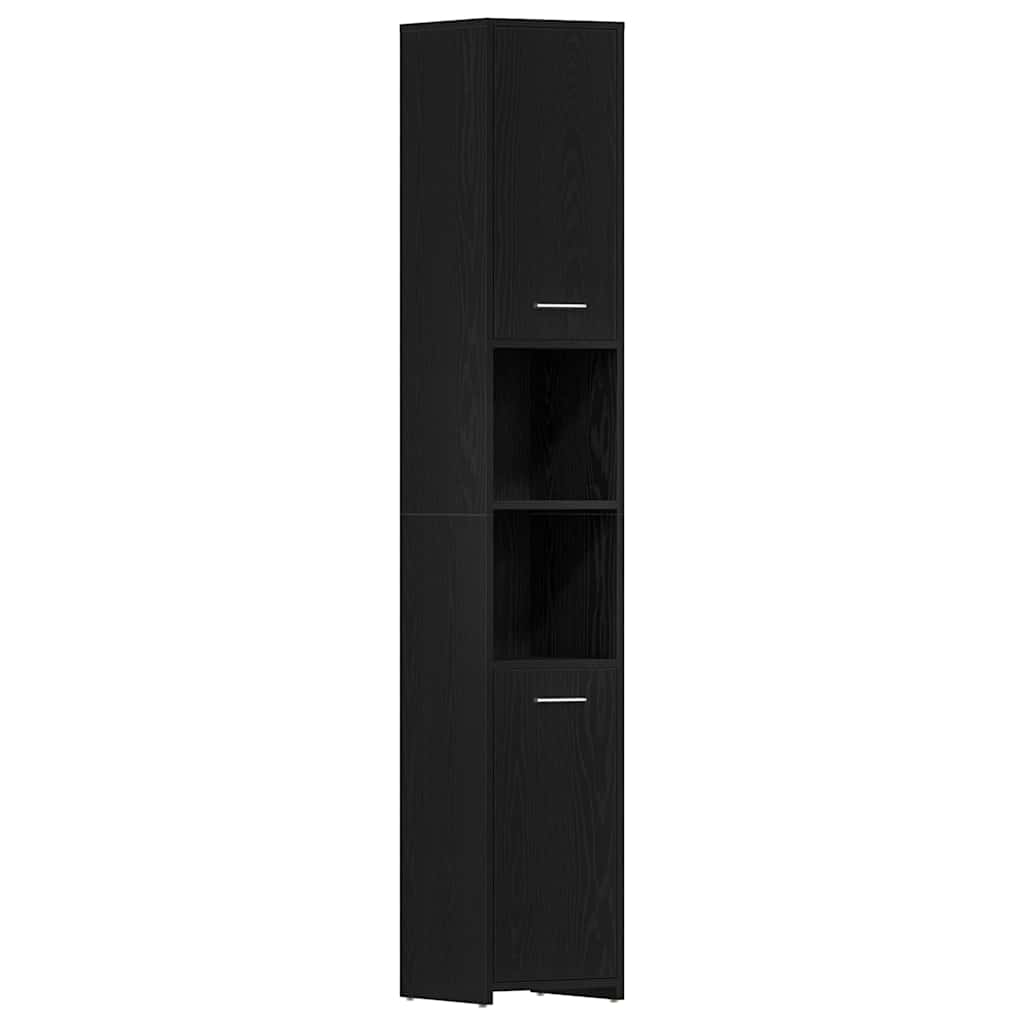 vidaXL Bathroom Cabinet Black Oak 30x30x183,5 cm Engineered Wood