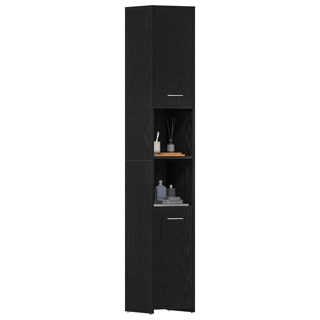 vidaXL Bathroom Cabinet Black Oak 30x30x183,5 cm Engineered Wood