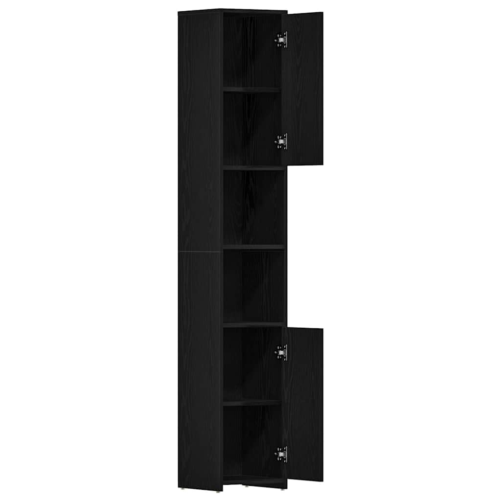 vidaXL Bathroom Cabinet Black Oak 30x30x183,5 cm Engineered Wood