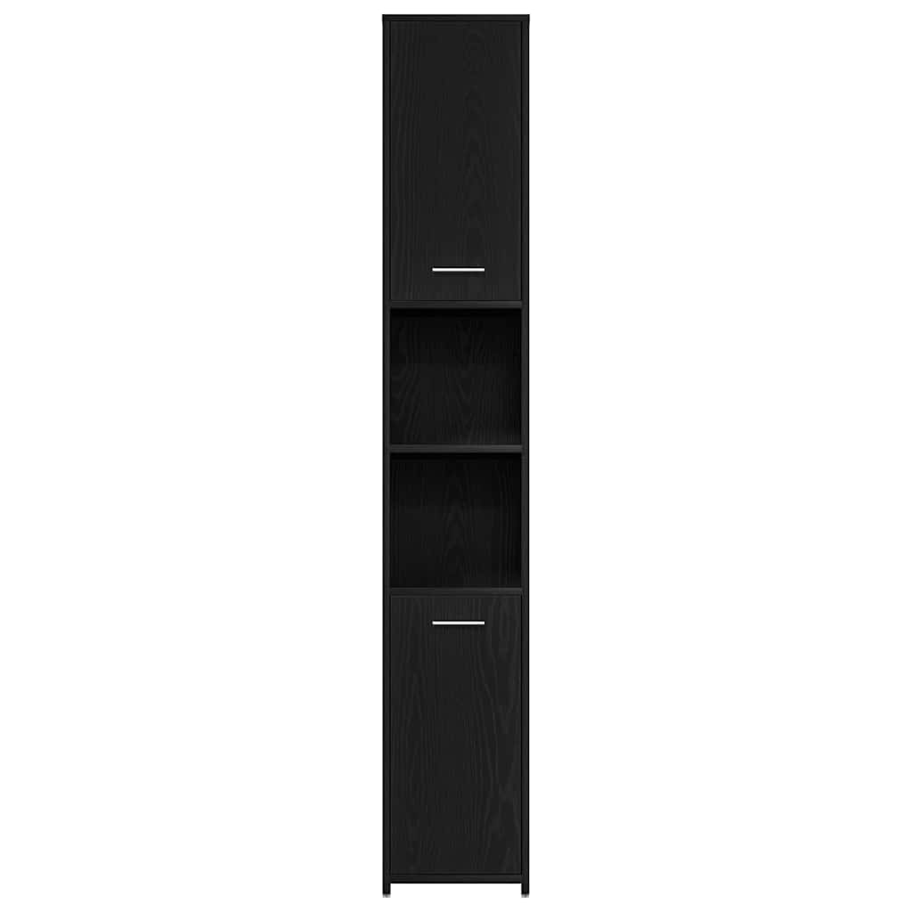 vidaXL Bathroom Cabinet Black Oak 30x30x183,5 cm Engineered Wood