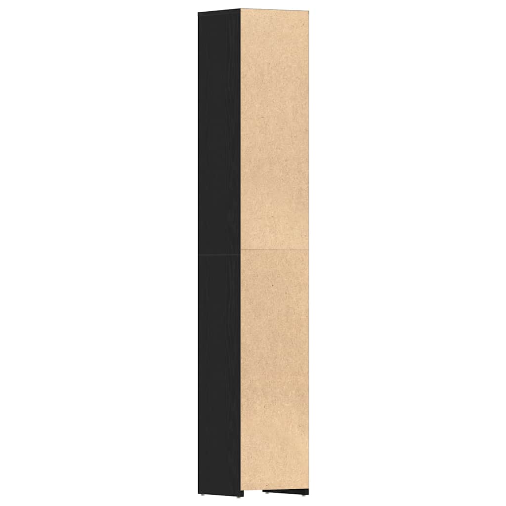 vidaXL Bathroom Cabinet Black Oak 30x30x183,5 cm Engineered Wood