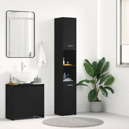 vidaXL Bathroom Cabinet Black Oak 30x30x183,5 cm Engineered Wood