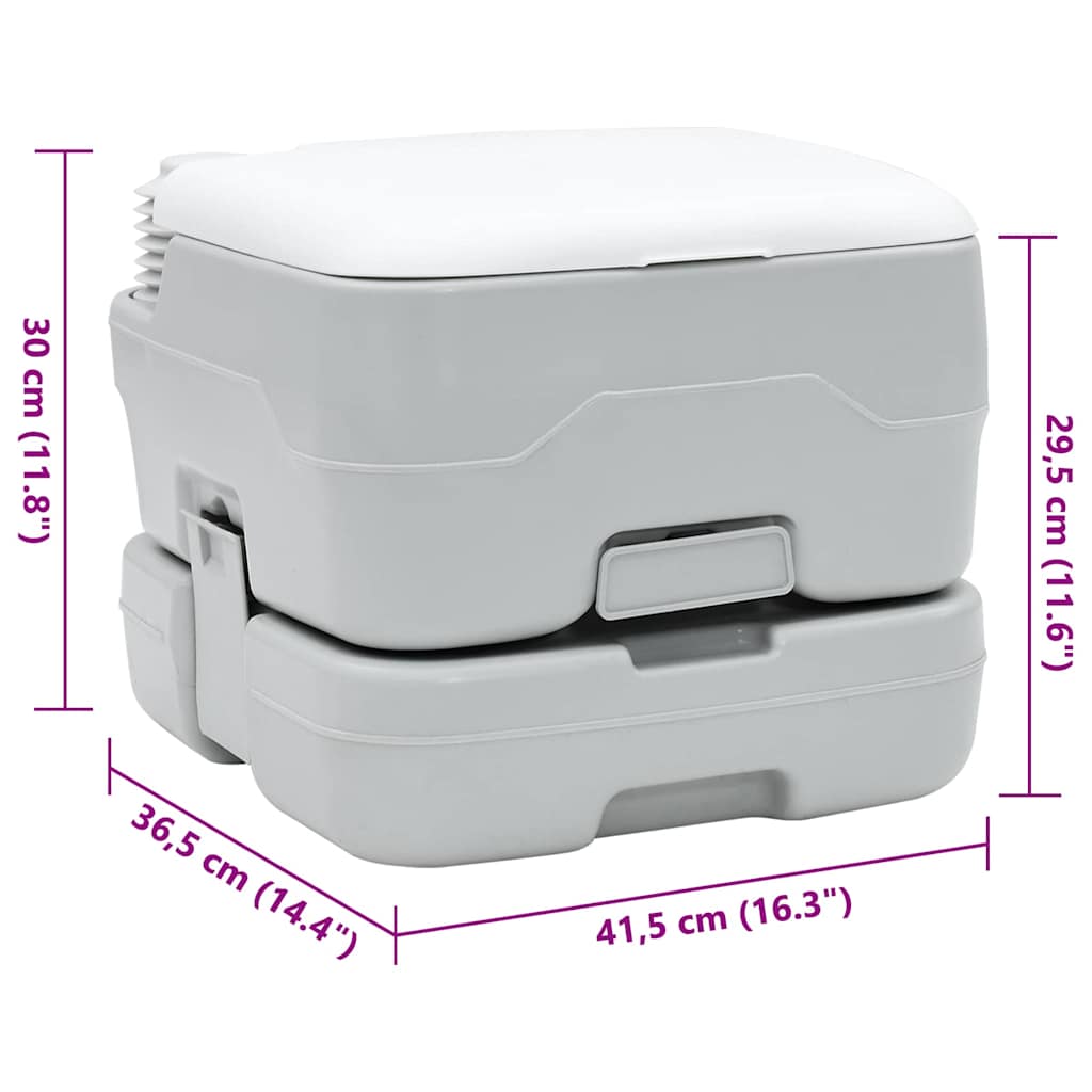 vidaXL Camping Toilet Grey and White 41.5 x 36.5 x 30 cm Polyethylene