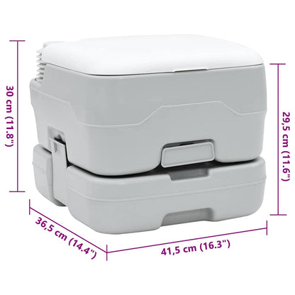 vidaXL Camping Toilet Grey and White 41.5 x 36.5 x 30 cm Polyethylene