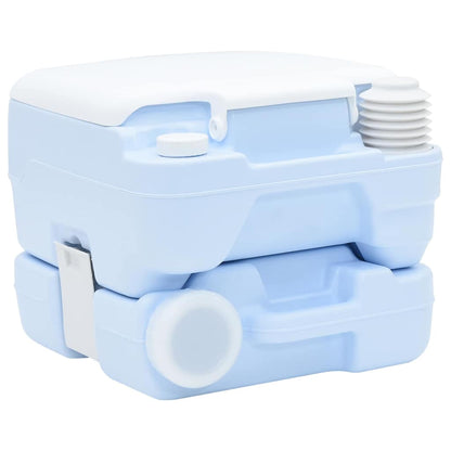 vidaXL Camping Toilet Manual Light Blue and White 41.5 x 36.5 x 30 cm