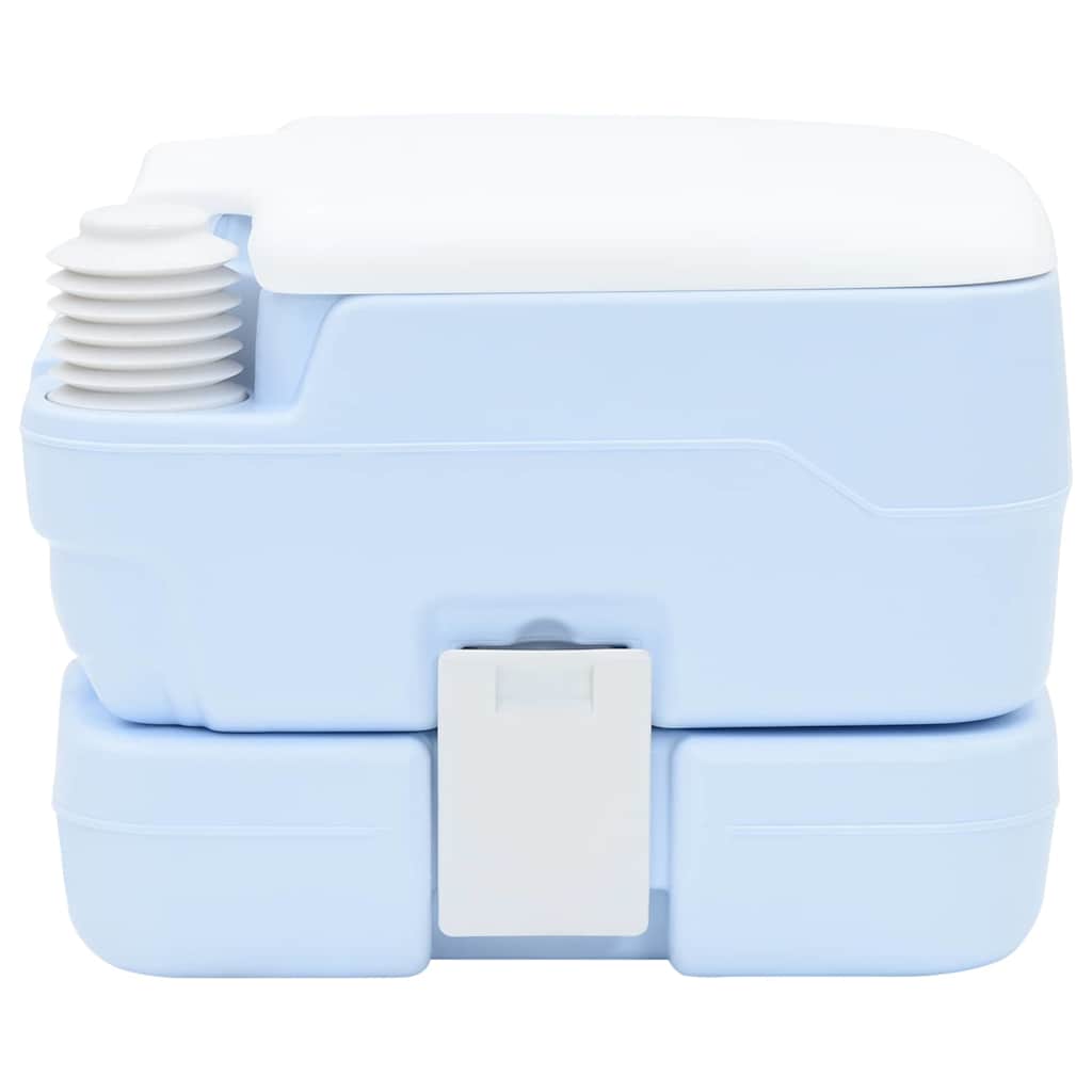 vidaXL Camping Toilet Manual Light Blue and White 41.5 x 36.5 x 30 cm