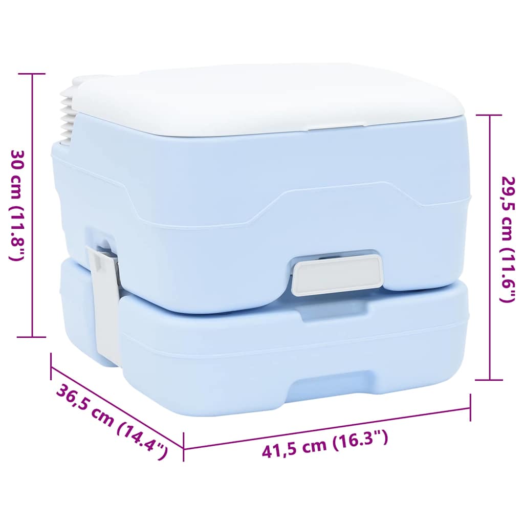 vidaXL Camping Toilet Manual Light Blue and White 41.5 x 36.5 x 30 cm