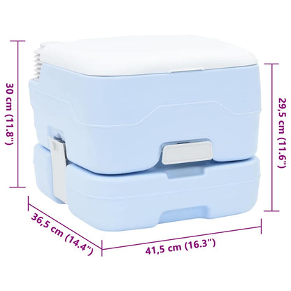 vidaXL Camping Toilet Manual Light Blue and White 41.5 x 36.5 x 30 cm