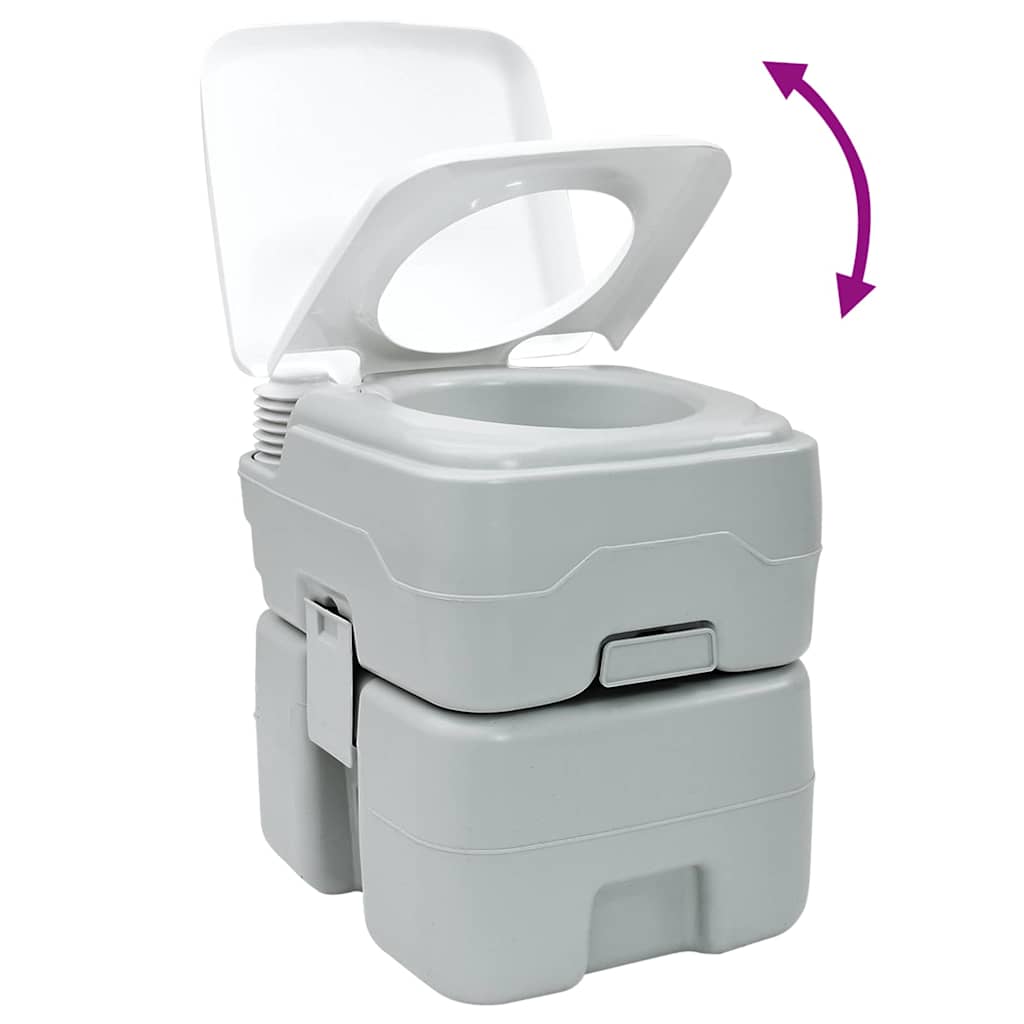 vidaXL Camping Toilet Grey and White 41.5 x 36.5 x 42 cm Polyethylene