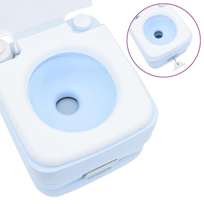 vidaXL Camping Toilet Manual Light Blue and White 41.5 x 36.5 x 42 cm