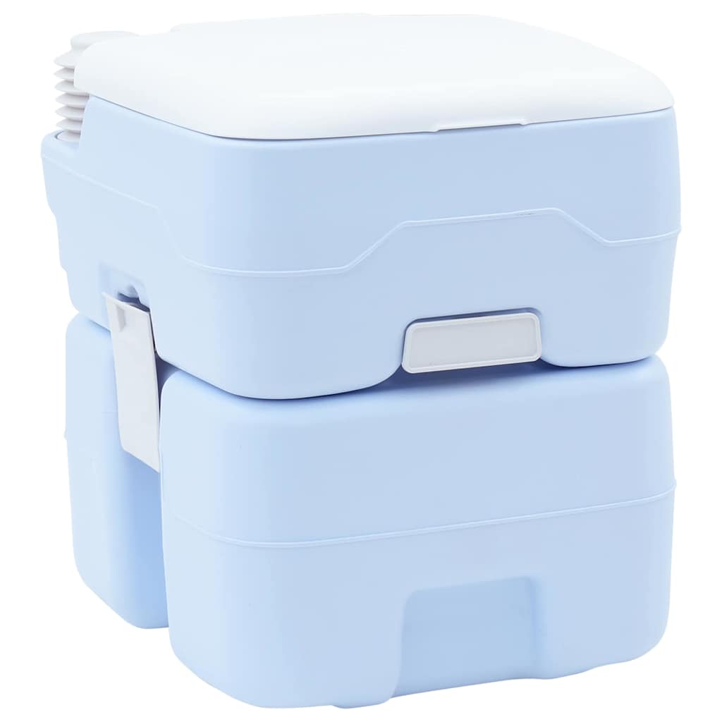 vidaXL Camping Toilet Manual Light Blue and White 41.5 x 36.5 x 42 cm
