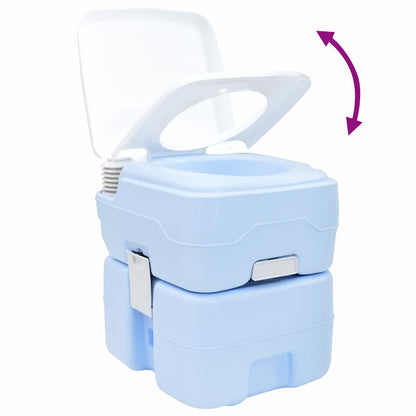 vidaXL Camping Toilet Manual Light Blue and White 41.5 x 36.5 x 42 cm