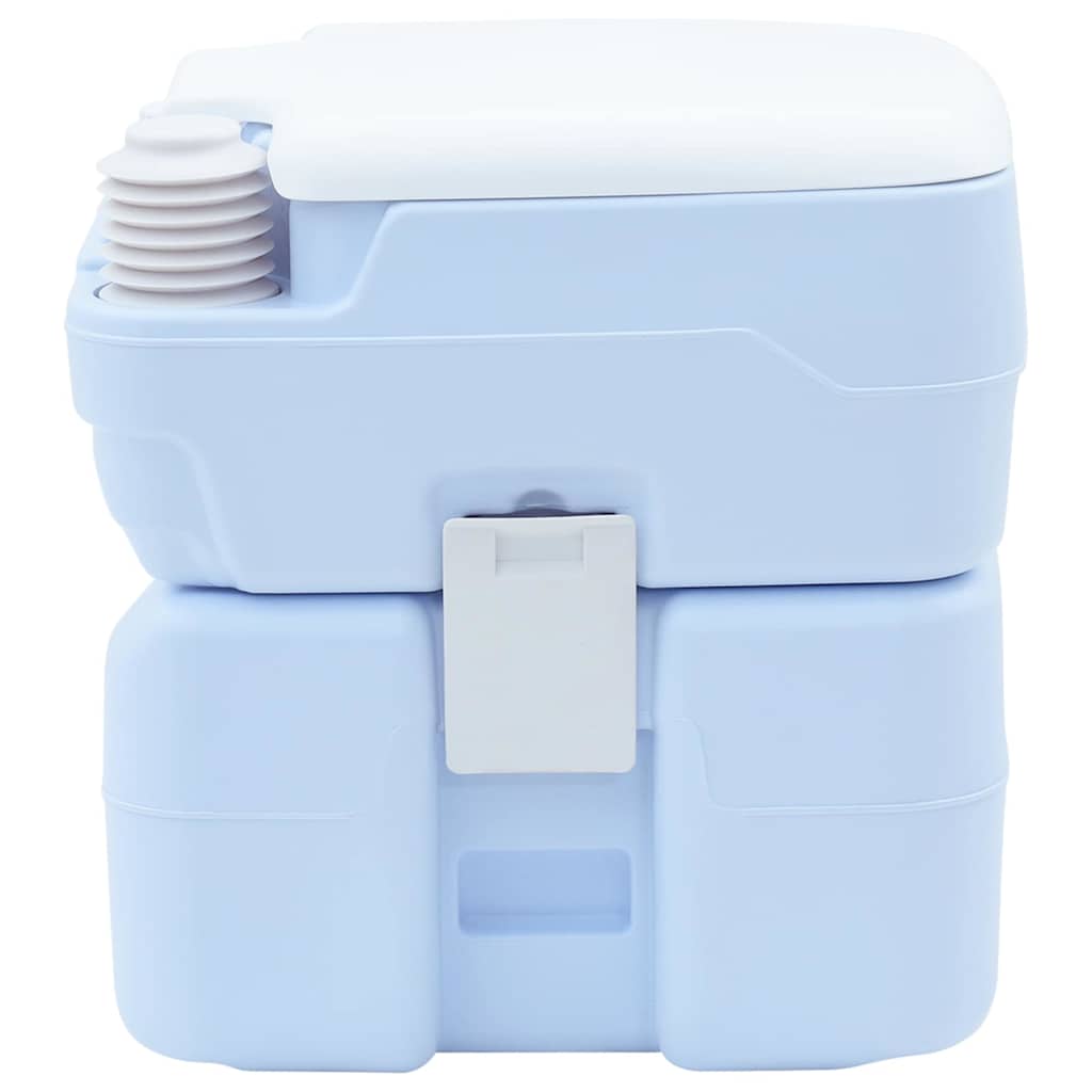 vidaXL Camping Toilet Manual Light Blue and White 41.5 x 36.5 x 42 cm