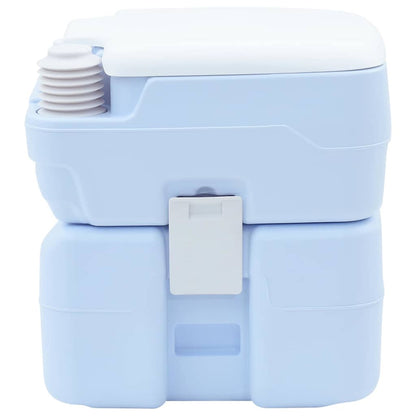 vidaXL Camping Toilet Manual Light Blue and White 41.5 x 36.5 x 42 cm