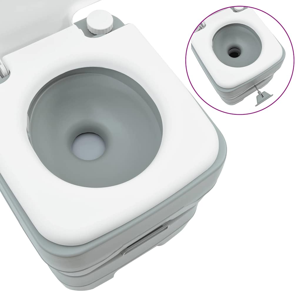 vidaXL Camping Toilet Set 2 pcs Grey 50.5 x 33 x 103 cm