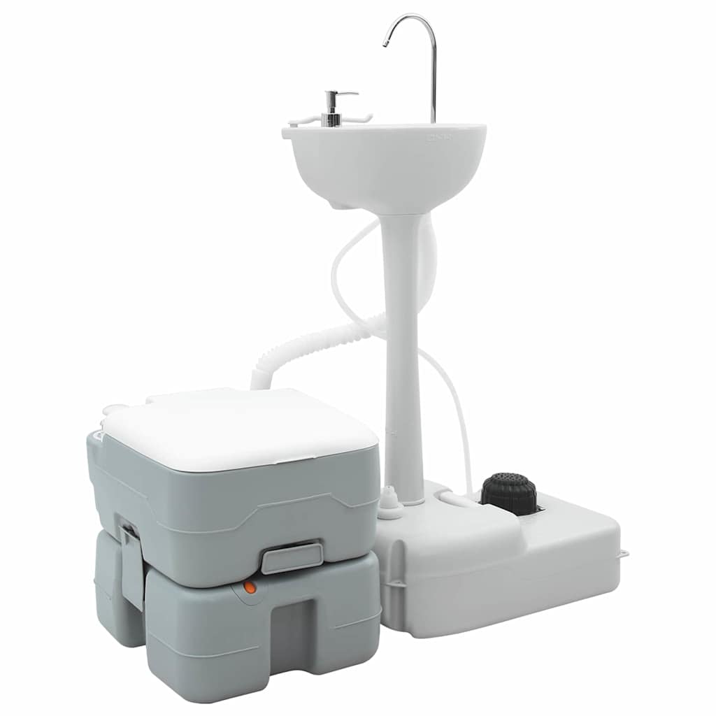 vidaXL Camping Toilet Set 2 pcs Grey 50.5 x 33 x 103 cm