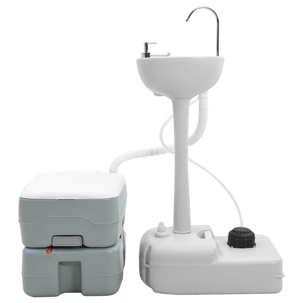 vidaXL Camping Toilet Set 2 pcs Grey 50.5 x 33 x 103 cm