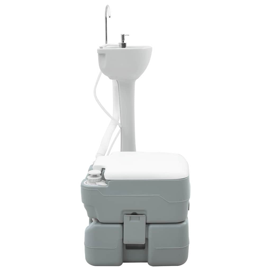 vidaXL Camping Toilet Set 2 pcs Grey 50.5 x 33 x 103 cm